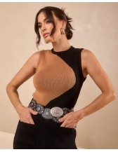 Blusa Julia Modal - Bege Novo/ Preto
